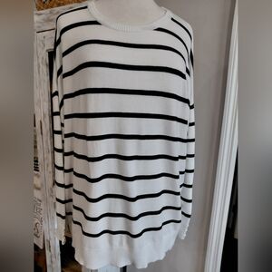 Belldini White and Black Striped Long Sleeve Sweater #0671